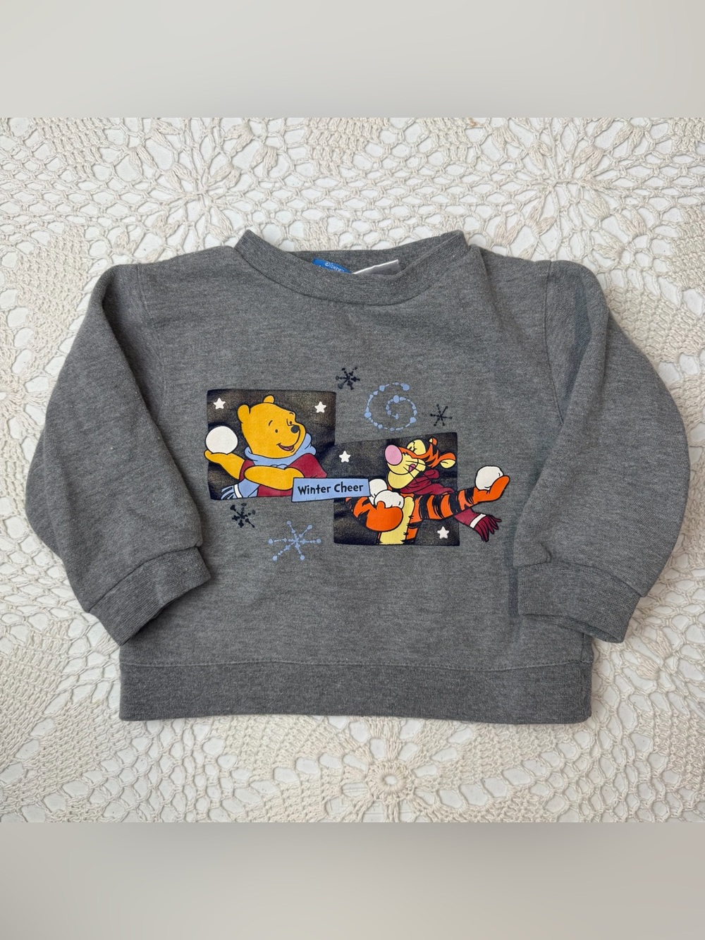Vintage Disney Boys 2t Winnie the Pooh Tigger Gray Holiday Pullover Sweatshirt